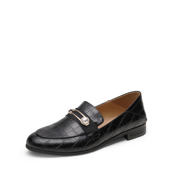 Comfortable Casual Round Toe Loafers - BLACK STONE PU -  0